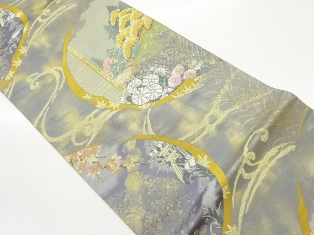 JAPANESE FUKURO OBI / KINSAI / WOVEN FLORAL PLANTS